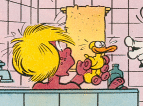 Wußtest Du schon, dass Yorick mit einer Plantsch-Ente badet??