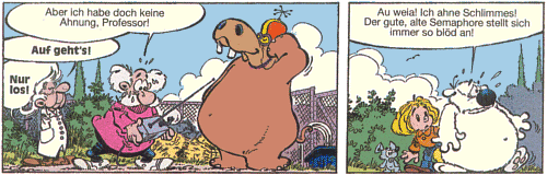 Semaphore und das ferngesteuerte Nilpferd (aus "Die Nilpferd-Corrida" Yps Nr.1114)