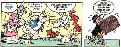 Die Gespenster freunden sich mit dem Hund Zorro an (aus "Die magische Truhe" Yps Nr.1047)